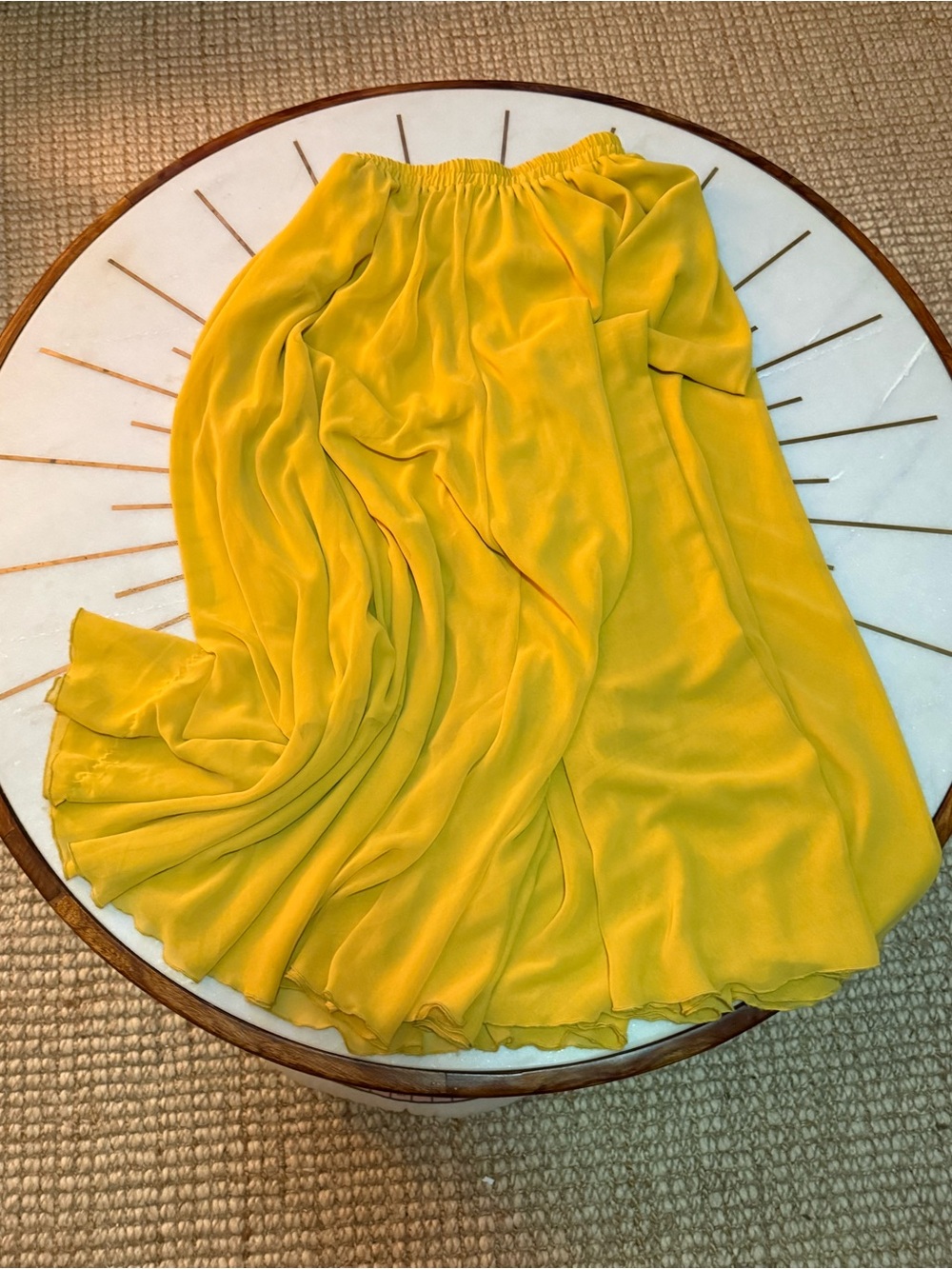 Bright Yellow Circle Skirt with Elastic Waist